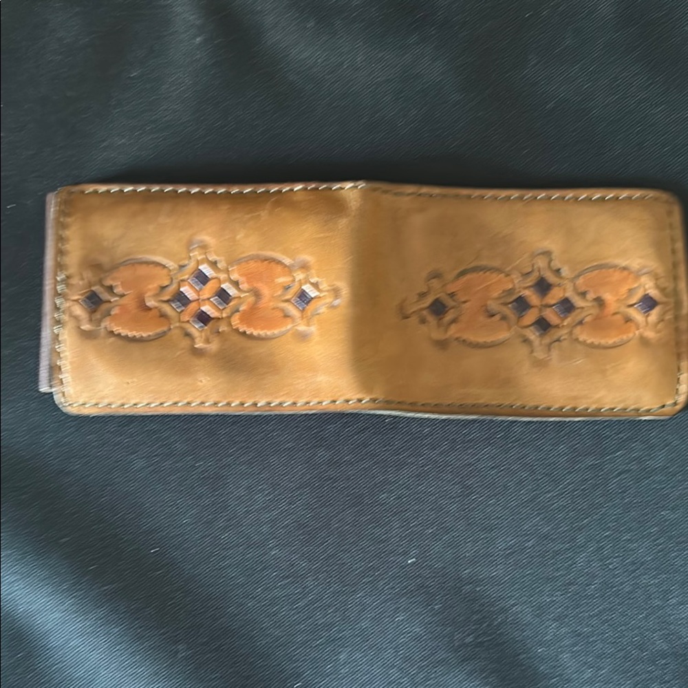 Brown Leather Wallet with Intricate Design
